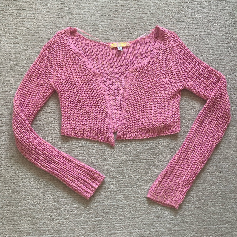 Pink cropped cardigan